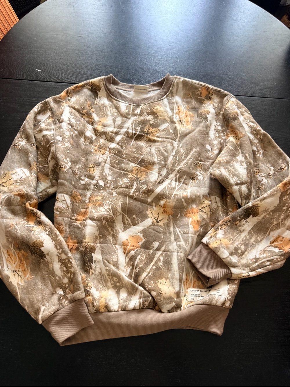 Men's Crewneck Sweatshirt in Brown Camouflage Print